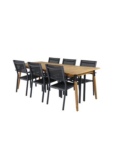 Matgrupp Julian med Copacabana matstolar, 210 × 100 cm
