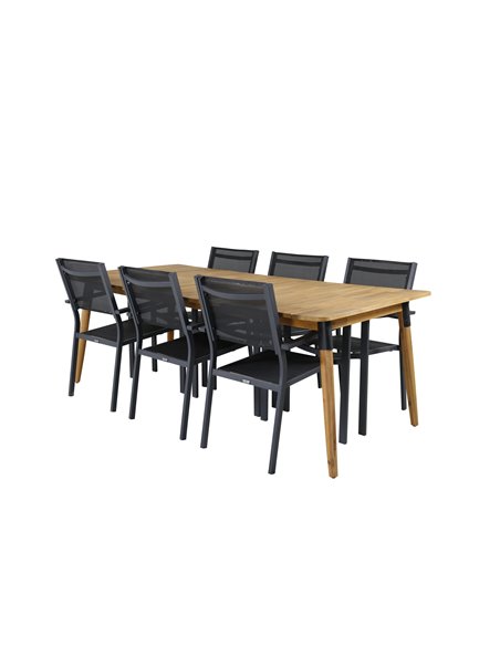 Matgrupp Julian med Copacabana matstolar, 210 × 100 cm