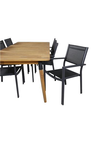Matgrupp Julian med Copacabana matstolar, 210 × 100 cm
