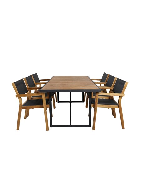 Matgrupp Khung med Venice matstolar, 200 × 100 cm
