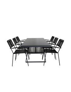 Matgrupp Dallas med Lindos matstolar, 193 × 90 cm, Svart