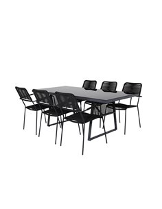 Matgrupp Dallas med Lindos matstolar, 193 × 90 cm, Svart 2