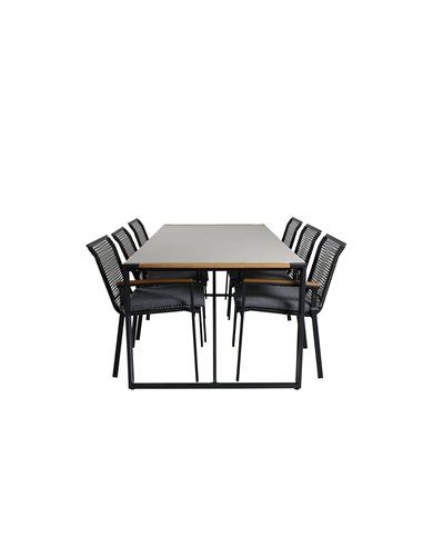 Matgrupp Texas med Dallas matstolar, 200 × 100 cm