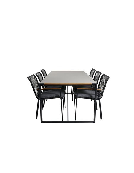 Matgrupp Texas med Dallas matstolar, 200 × 100 cm