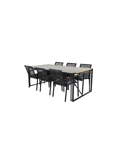 Matgrupp Texas med Dallas matstolar, 200 × 100 cm