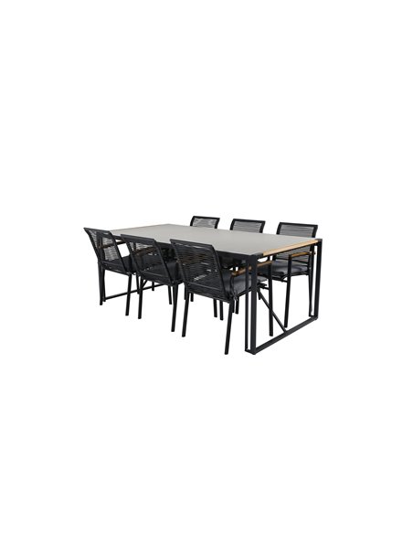 Matgrupp Texas med Dallas matstolar, 200 × 100 cm
