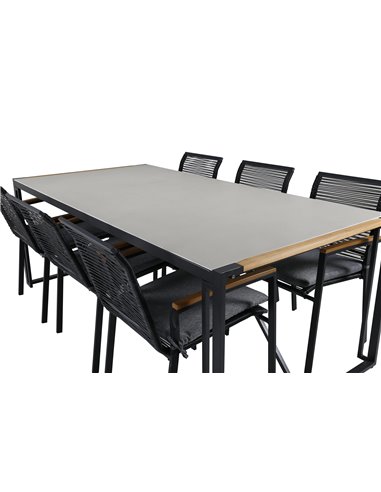 Matgrupp Texas med Dallas matstolar, 200 × 100 cm
