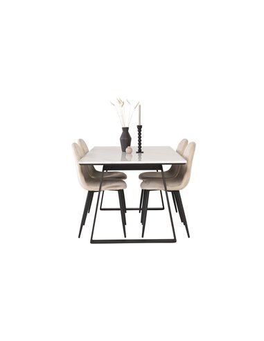 Matgrupp Estelle med Polar matstolar, 140 × 90 cm