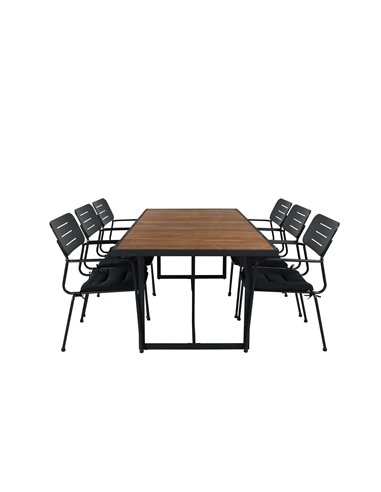 Matgrupp Khung med Nicke matstolar, 200 × 100 cm