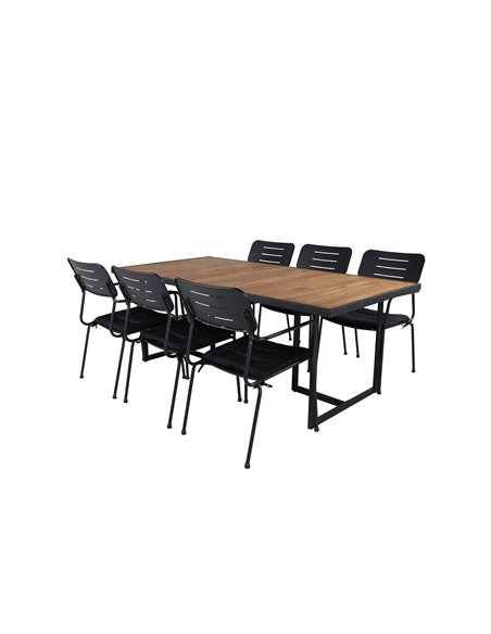 Matgrupp Khung med Nicke matstolar, 200 × 100 cm