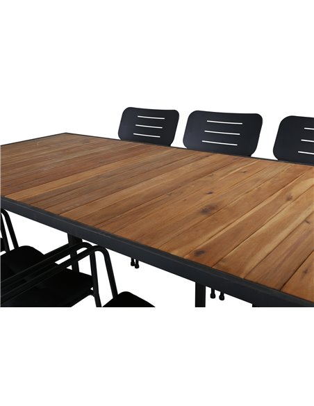 Matgrupp Khung med Nicke matstolar, 200 × 100 cm
