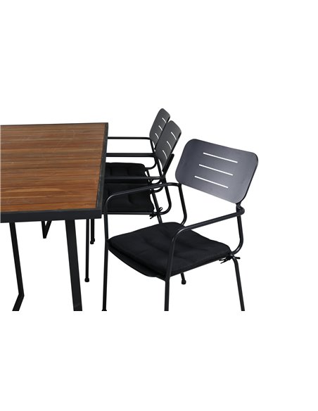 Matgrupp Khung med Nicke matstolar, 200 × 100 cm