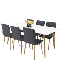 Matgrupp Polar med Windu matstolar, 180 × 90 cm