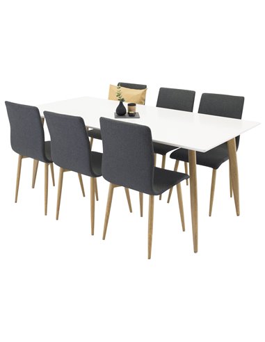 Matgrupp Polar med Windu matstolar, 180 × 90 cm
