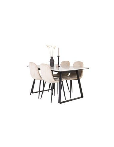 Matgrupp Estelle med Polar matstolar, 140 × 90 cm