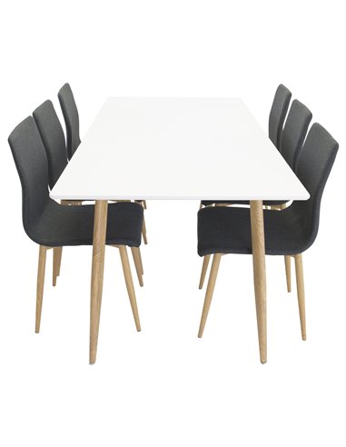 Matgrupp Polar med Windu matstolar, 180 × 90 cm
