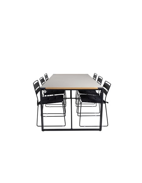 Matgrupp Texas med Lina matstolar, 200 × 100 cm