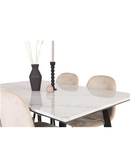 Matgrupp Estelle med Polar matstolar, 140 × 90 cm