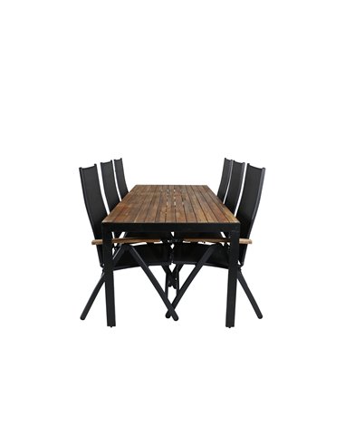 Matgrupp Bois med Panama matstolar, 205 × 90 cm