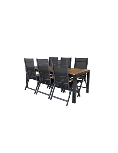 Matgrupp Bois med Panama matstolar, 205 × 90 cm