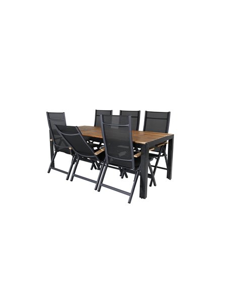 Matgrupp Bois med Panama matstolar, 205 × 90 cm