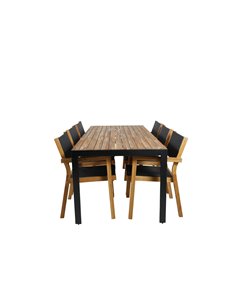Matgrupp Bois med Venice matstolar, 205 × 90 cm