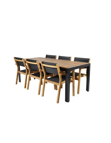 Matgrupp Bois med Venice matstolar, 205 × 90 cm