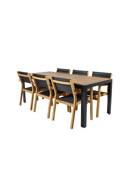 Matgrupp Bois med Venice matstolar, 205 × 90 cm