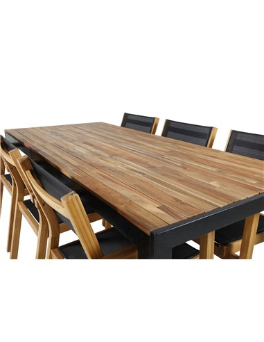 Matgrupp Bois med Venice matstolar, 205 × 90 cm