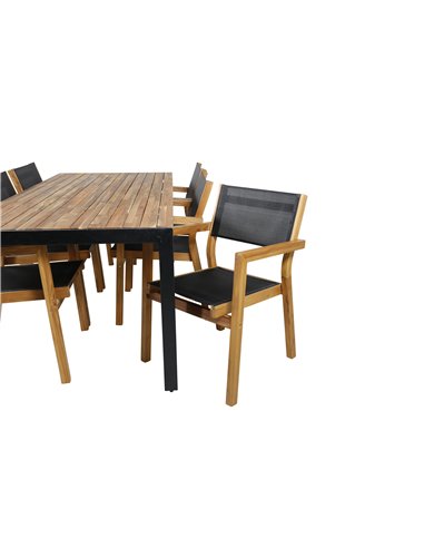 Matgrupp Bois med Venice matstolar, 205 × 90 cm
