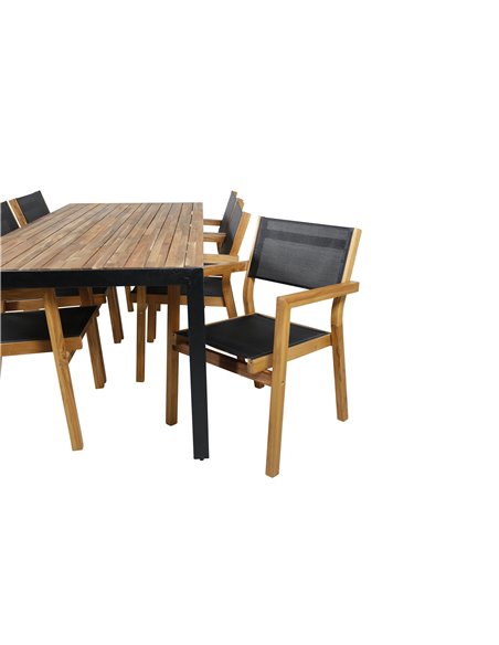 Matgrupp Bois med Venice matstolar, 205 × 90 cm