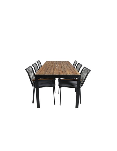 Matgrupp Bois med Dallas matstolar, 205 × 90 cm