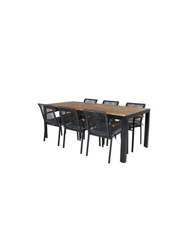 Matgrupp Bois med Dallas matstolar, 205 × 90 cm