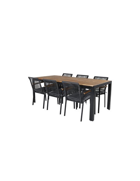 Matgrupp Bois med Dallas matstolar, 205 × 90 cm