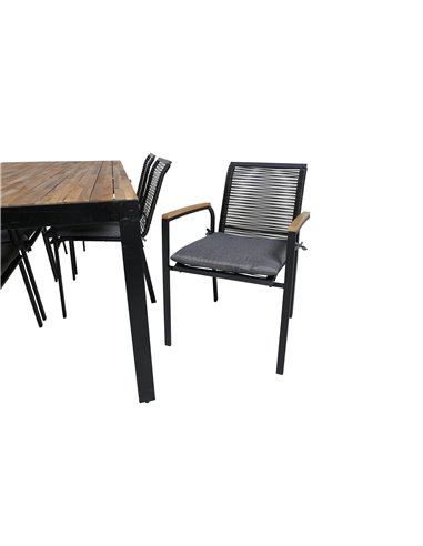 Matgrupp Bois med Dallas matstolar, 205 × 90 cm