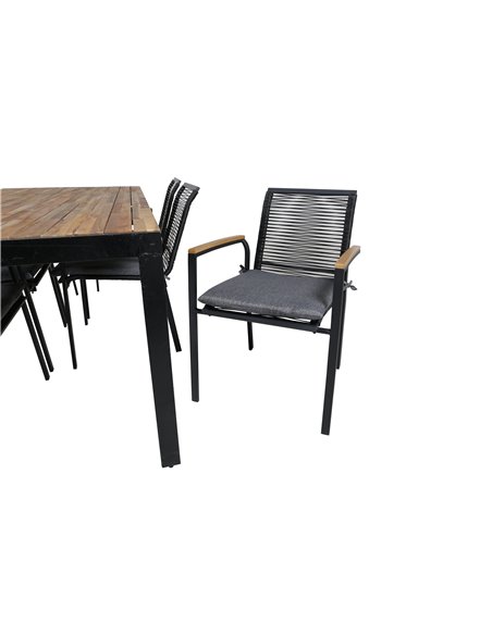 Matgrupp Bois med Dallas matstolar, 205 × 90 cm