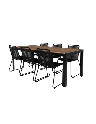 Matgrupp Bois med Lindos matstolar, 205 × 90 cm