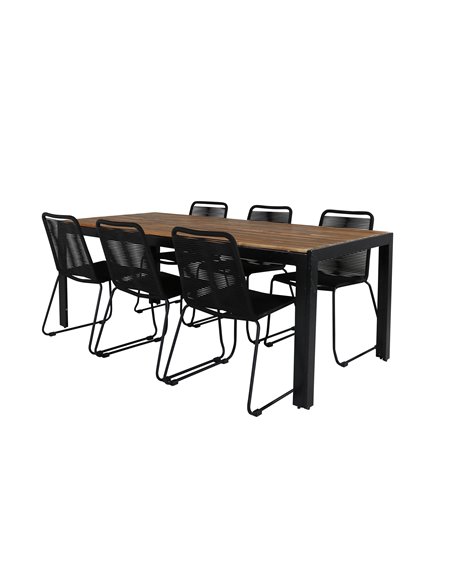 Matgrupp Bois med Lindos matstolar, 205 × 90 cm