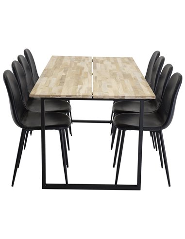 Matgrupp Cirebon med Polar matstolar, 200 × 90 cm