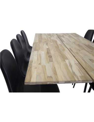 Matgrupp Cirebon med Polar matstolar, 200 × 90 cm