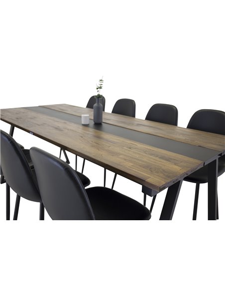 Matgrupp Jakarta med Polar matstolar, 200 × 90 cm
