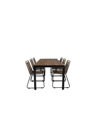 Matgrupp Bois med Lindos matstolar, 205 × 90 cm