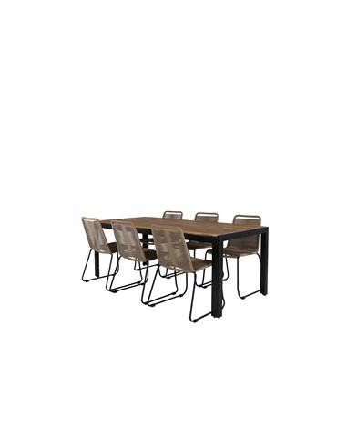 Matgrupp Bois med Lindos matstolar, 205 × 90 cm