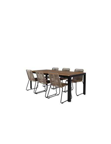 Matgrupp Bois med Lindos matstolar, 205 × 90 cm