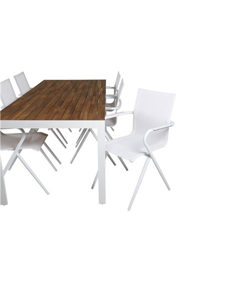 Matgrupp Bois med Alina matstolar, 205 × 90 cm