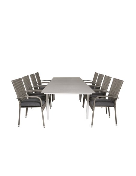 Matgrupp Levels med Anna matstolar, 160 × 100 cm