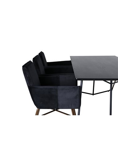 Matgrupp Petra med Petra matstolar, 190 × 90 cm