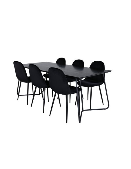 Matgrupp Petra med Polar matstolar, 190 × 90 cm