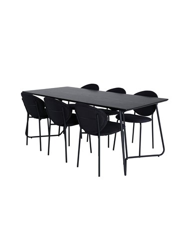 Matgrupp Petra med Vault matstolar, 190 × 90 cm