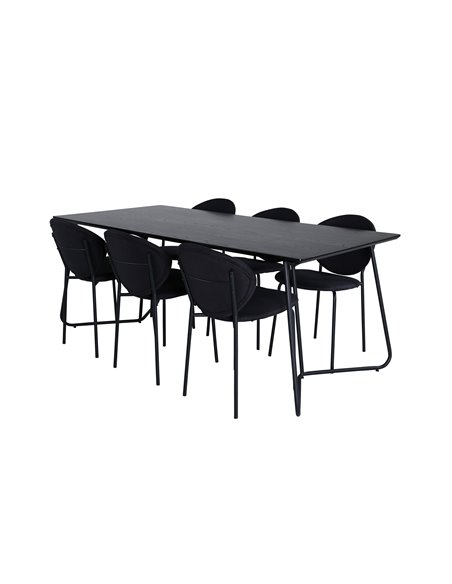 Matgrupp Petra med Vault matstolar, 190 × 90 cm